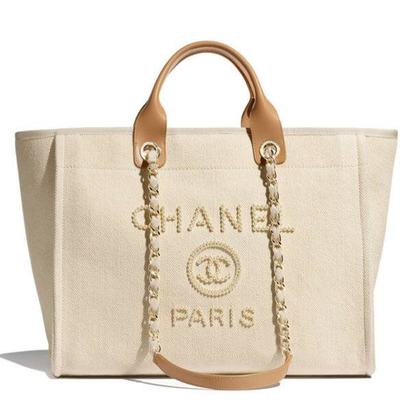 シャネル ドーヴィール コピー 争奪戦ロゴが目立って可愛い DEAUVILLE ロゴトートバッグ トート L